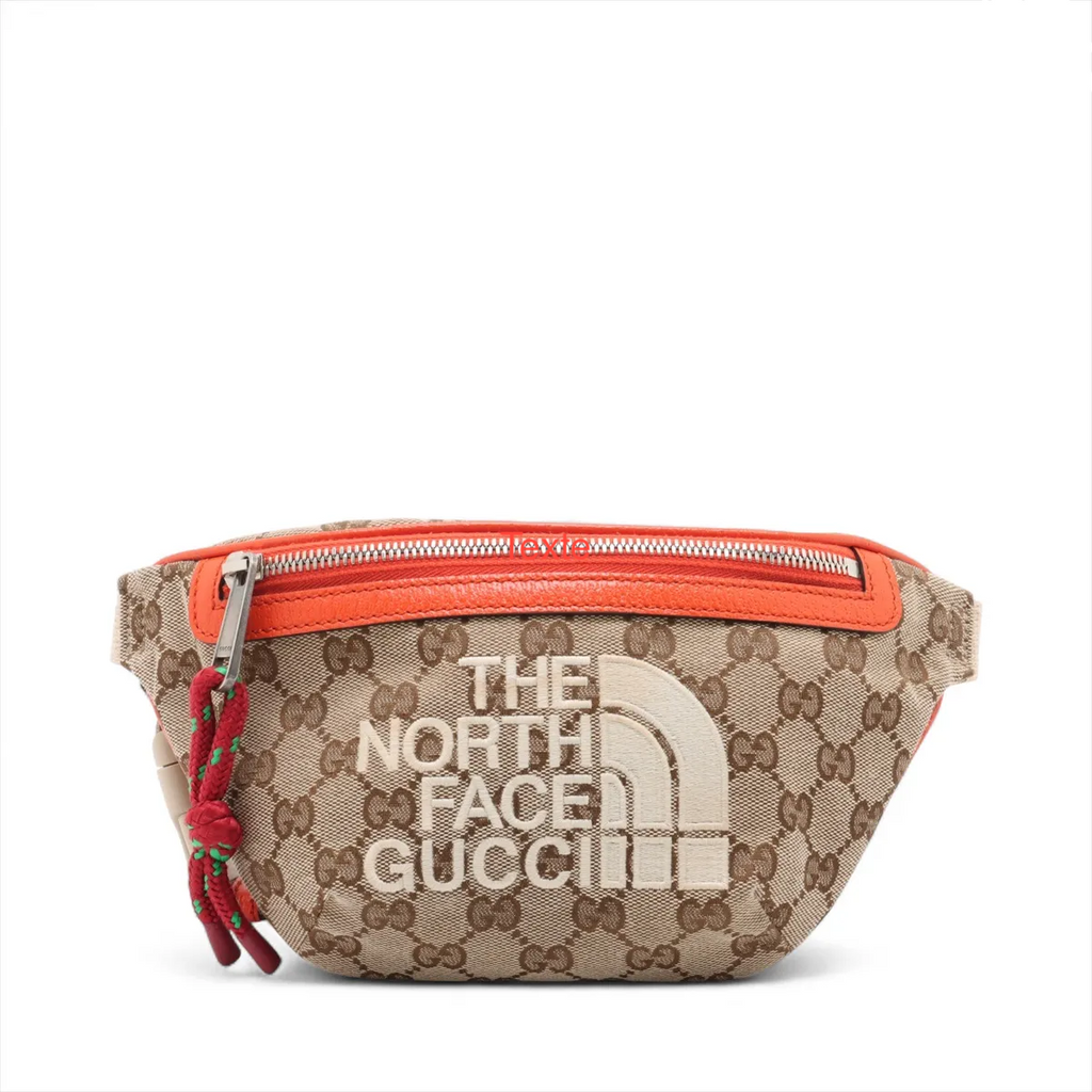 Gucci Ophidia Zip Belt Bag Gg Velvet Beige Canvas Clutche & Pouche Bag (Pre-Owned)