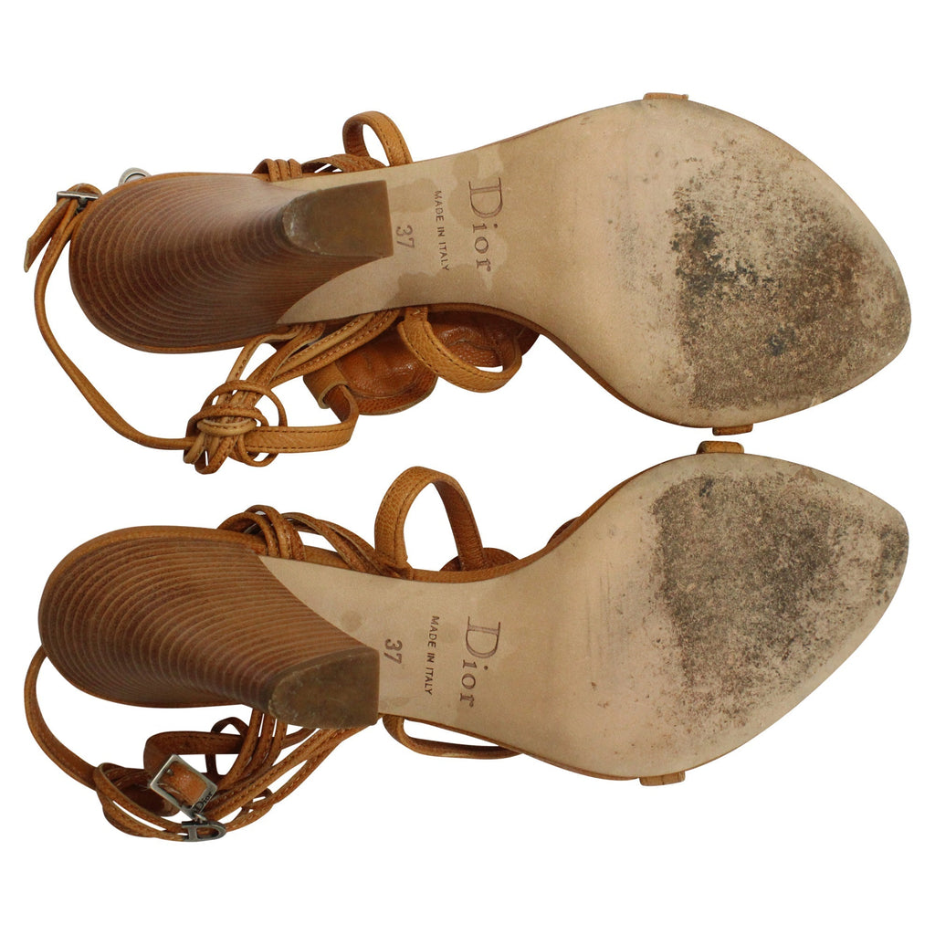 Dior Thong-Style Strappy Sandals in Br Leather
