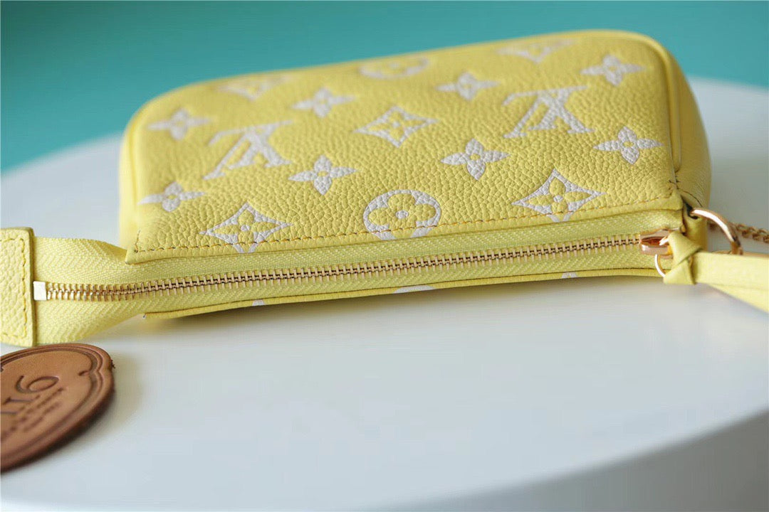Louis Vuitton Mini Pochette Accessoires Monogram Empreinte Lemon Curd Yellow For Women,  Shoulder And Crossbody Bags 15.5cm/6.1in Louis Vuitton M46129