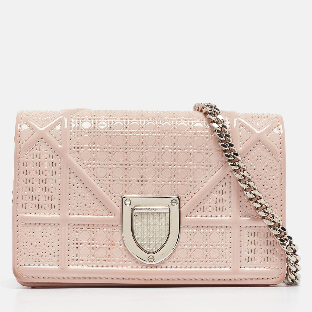 Dior Pink Micro Cannage  Leather Baby Diorama Chain Bag..