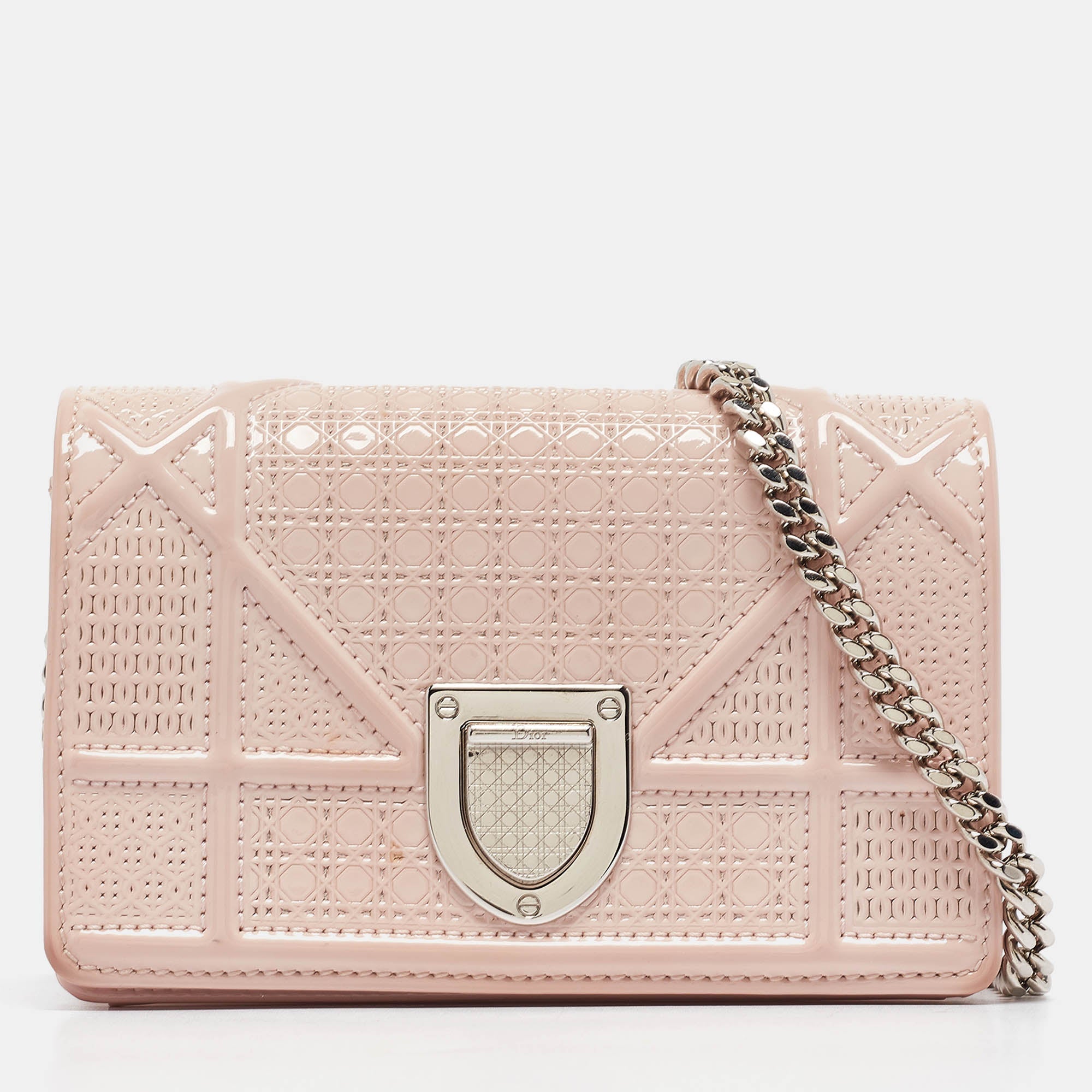Dior Pink Micro Cannage  Leather Baby Diorama Chain Bag..