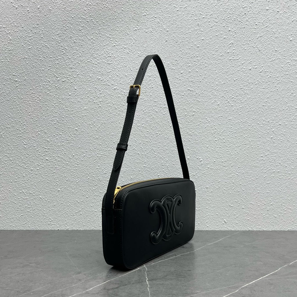 Camera Shoulder Bag Cuir Triomphe Black For Women 10in/26cm