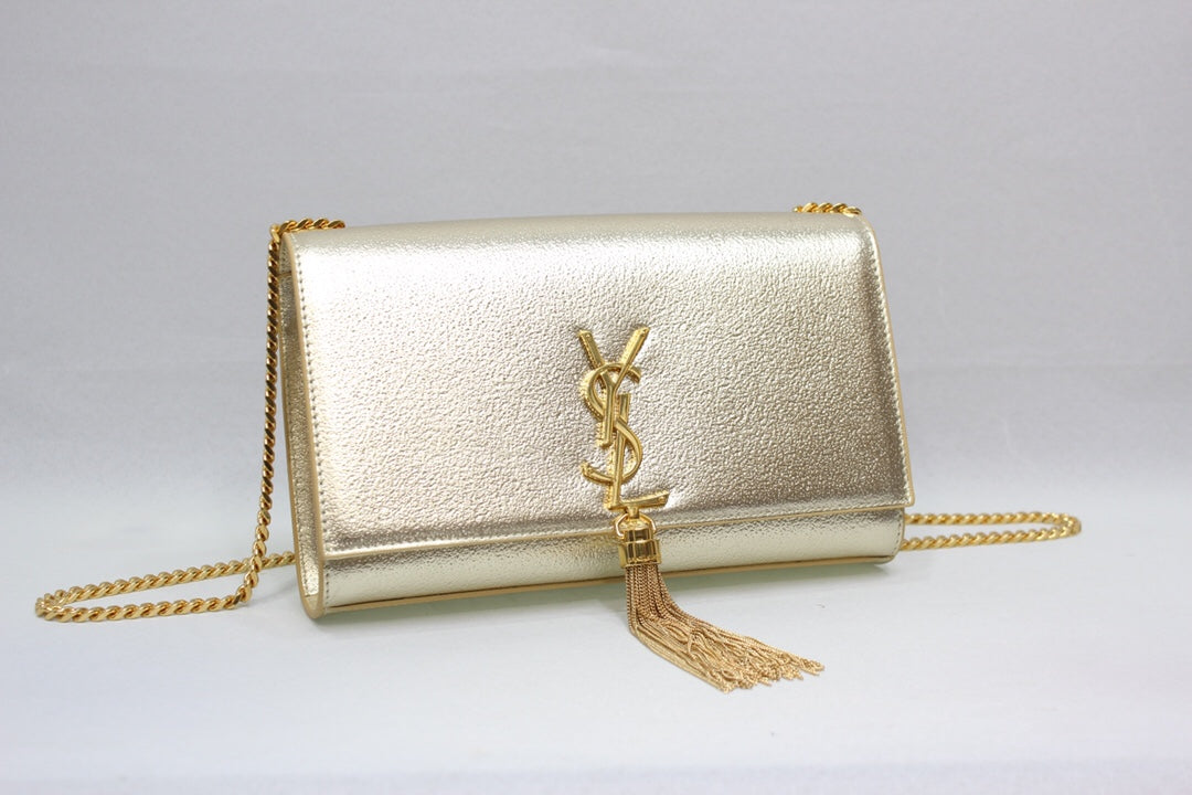 YSSL Kate Chain Wallet With Tassel Yellow Copper For Women 10in/26cm YSL