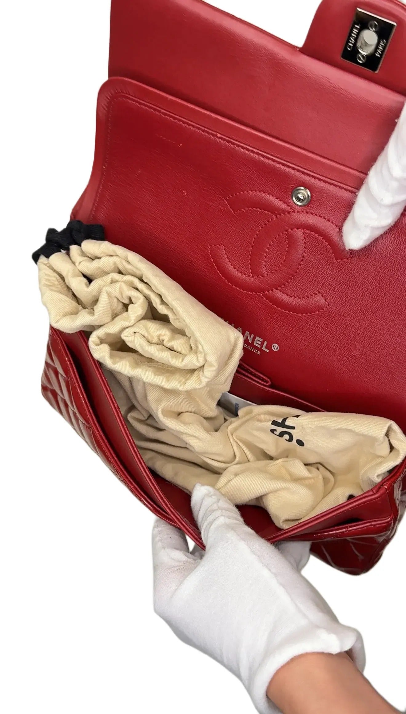 Chanel Patent Classic Jumbo Double Flap Bag - Red B3-33
