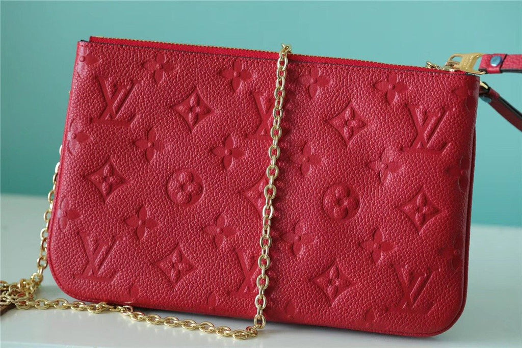 Louis Vuitton Double Zip Pochette Monogram Empreinte Red For Women,  Shoulder and Crossbody Bags 7.9in/20cm Louis Vuitton