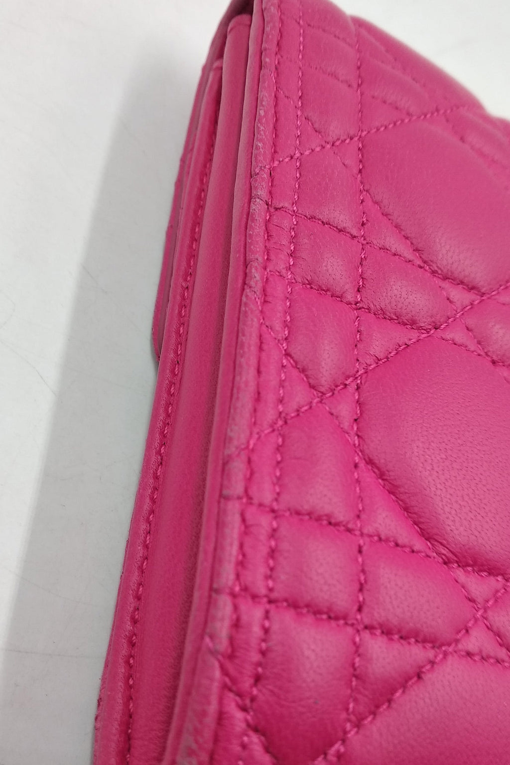 Quilted Cannage Wristlet Clutch Fuchsia