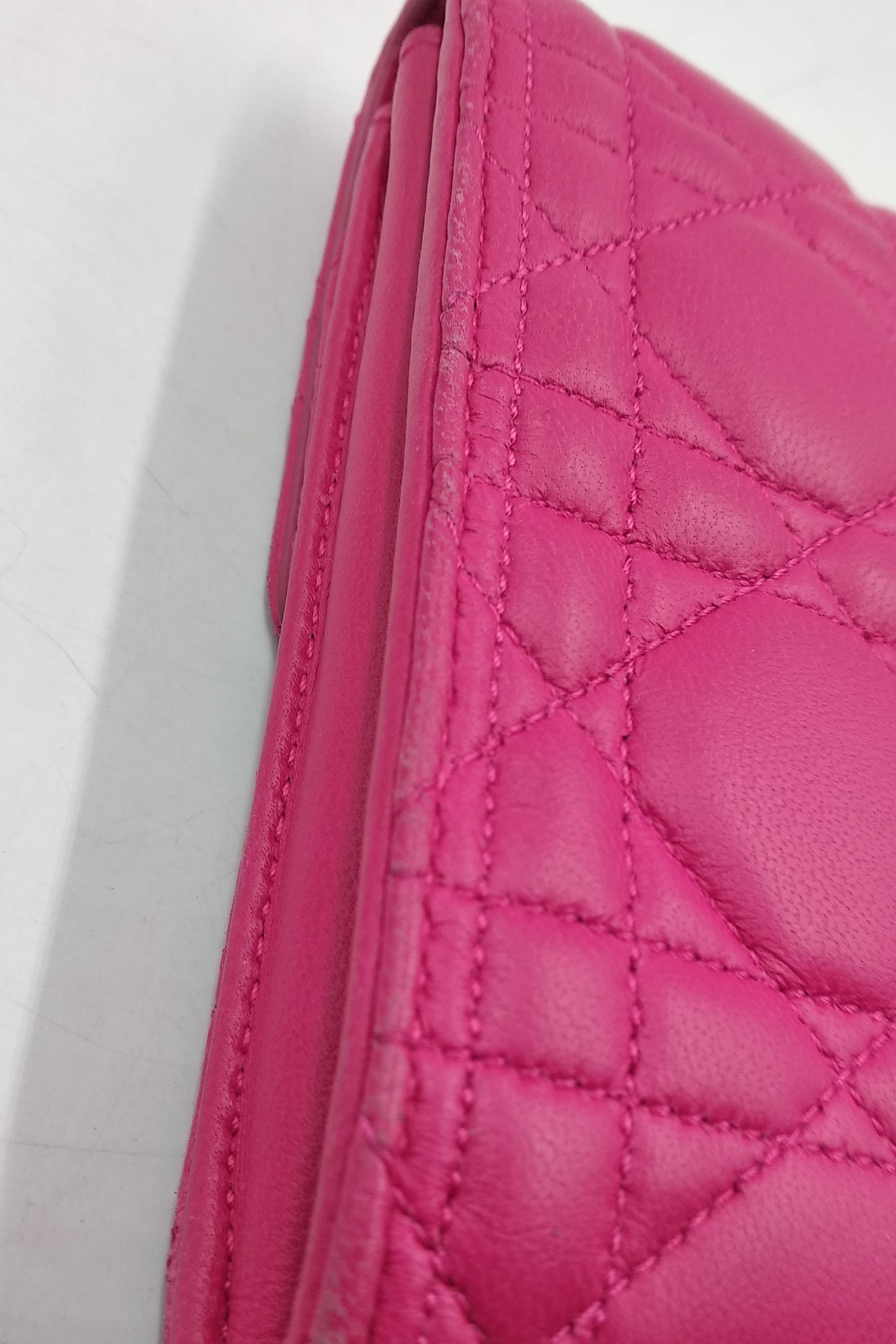 Quilted Cannage Wristlet Clutch Fuchsia