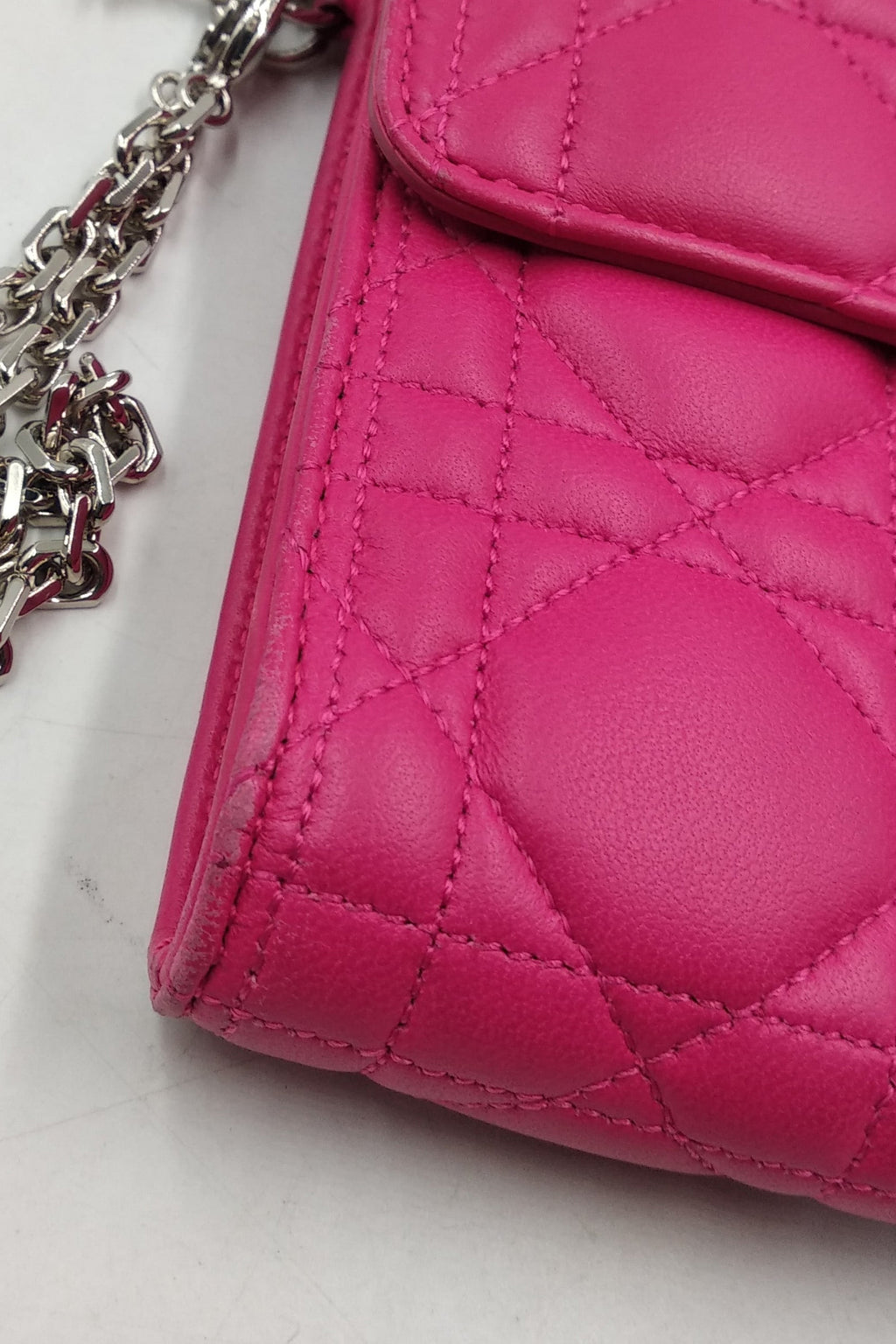 Quilted Cannage Wristlet Clutch Fuchsia