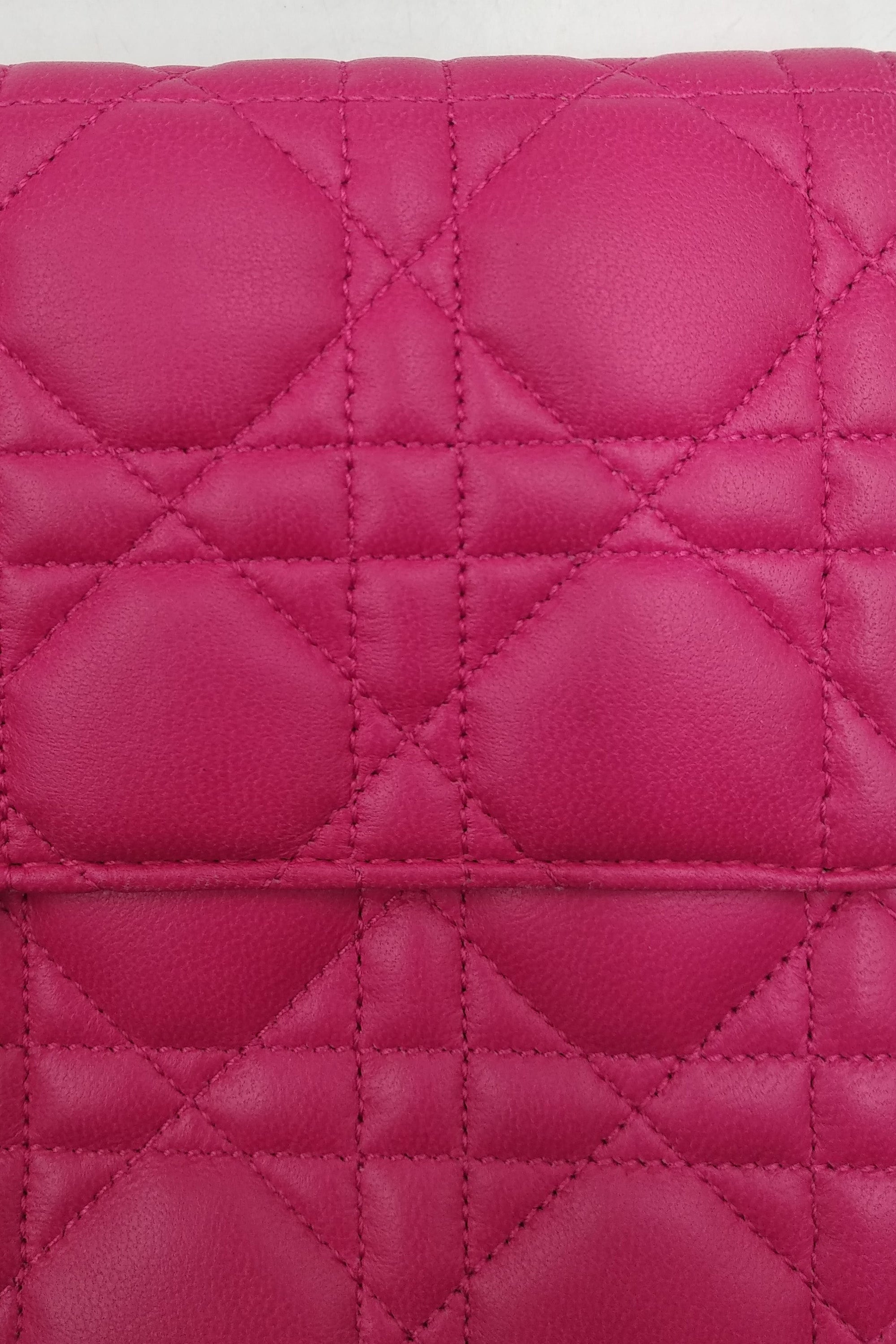 Quilted Cannage Wristlet Clutch Fuchsia