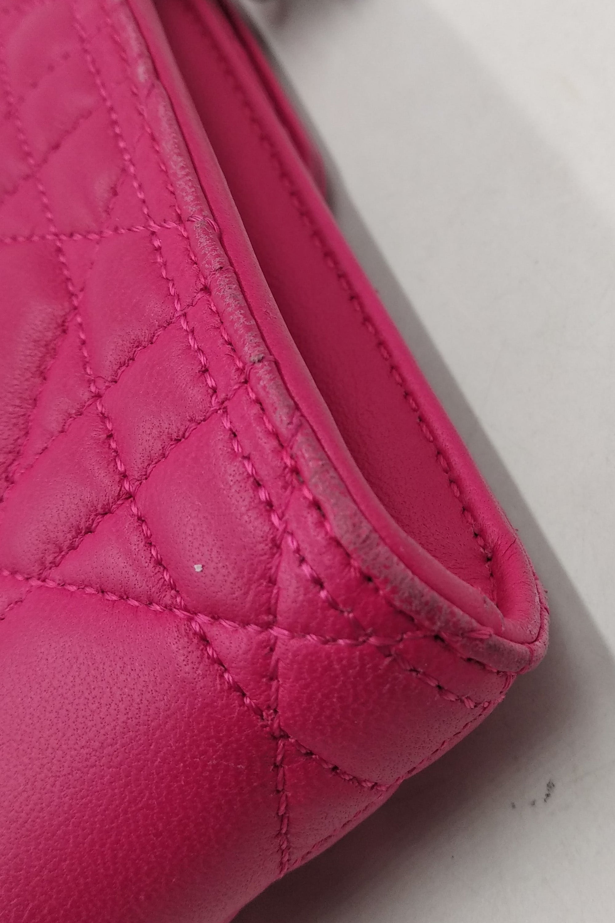 Quilted Cannage Wristlet Clutch Fuchsia