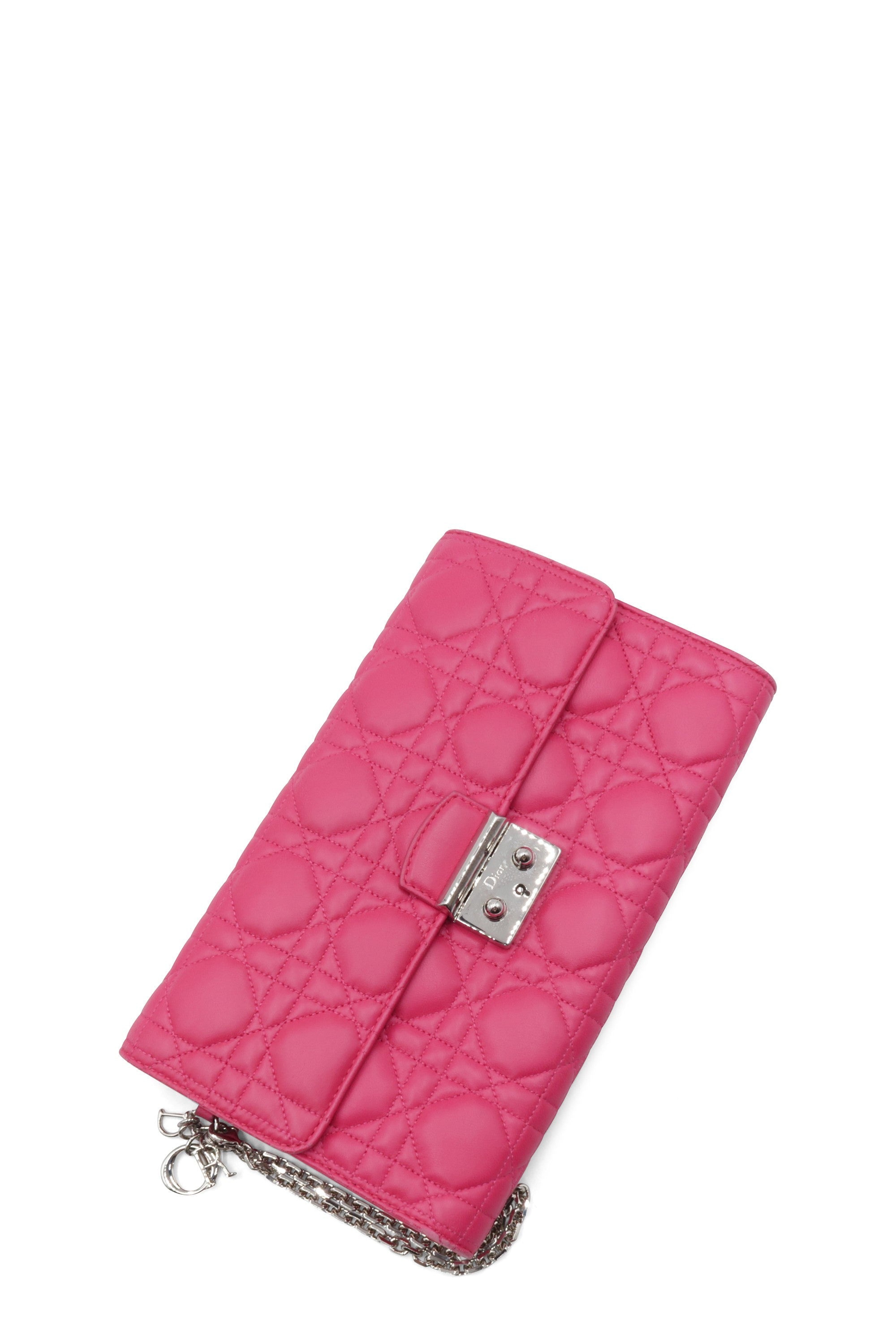 Quilted Cannage Wristlet Clutch Fuchsia