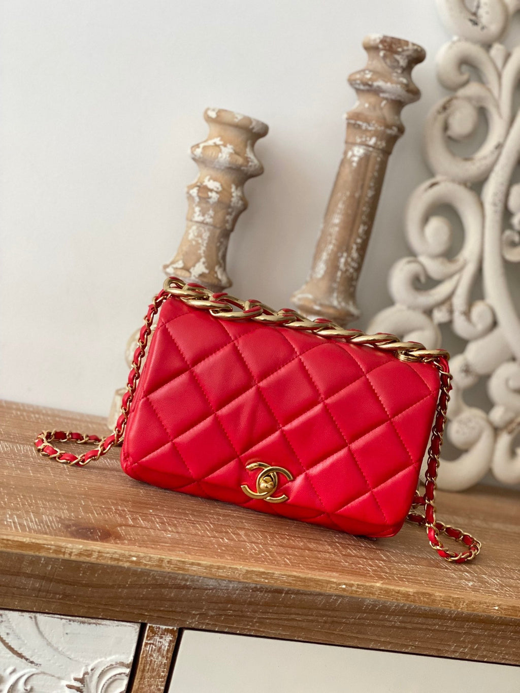 Chanel Classic GLAMIamond GlamIap Bag Red For Women Bags 9.1in/23cm