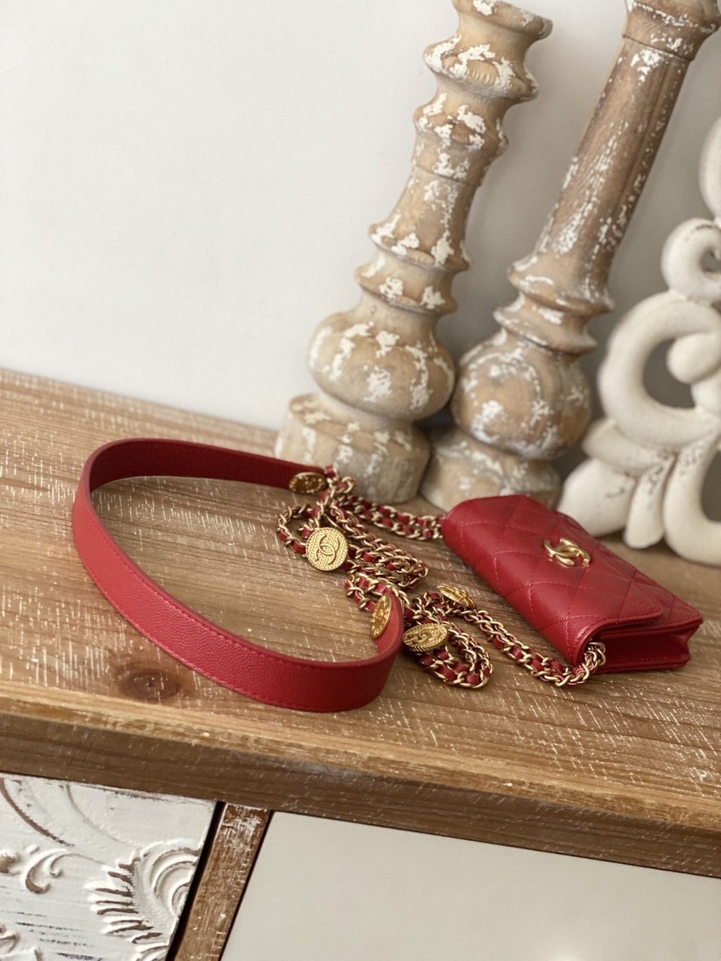 Chanel Clutch With Chain Red For Women Bags 4.8in/12.3cm