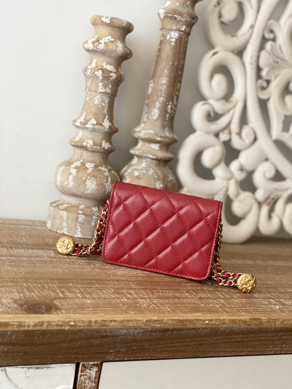 Chanel Clutch With Chain Red For Women Bags 4.8in/12.3cm