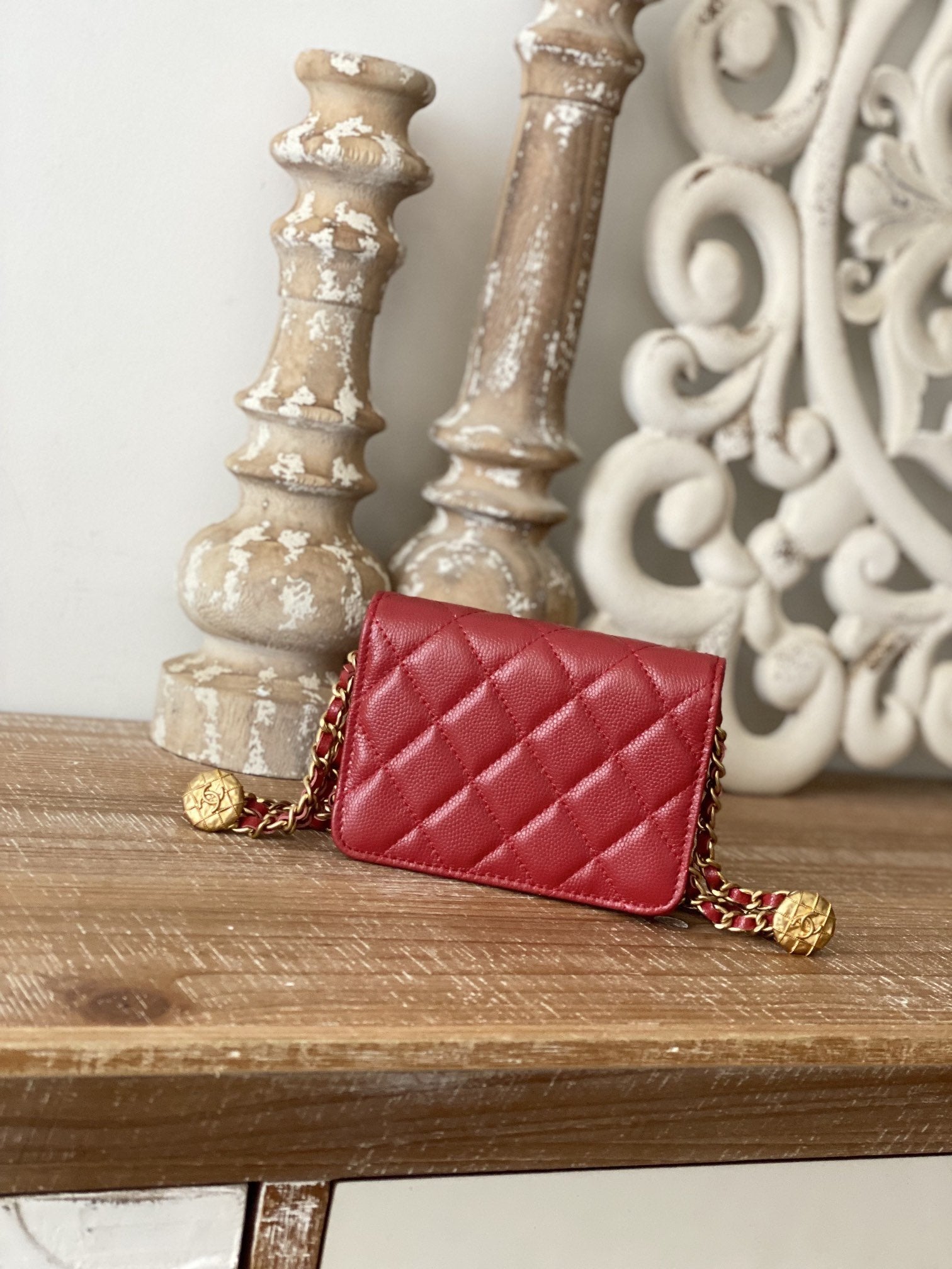 Chanel Clutch With Chain Red For Women Bags 4.8in/12.3cm