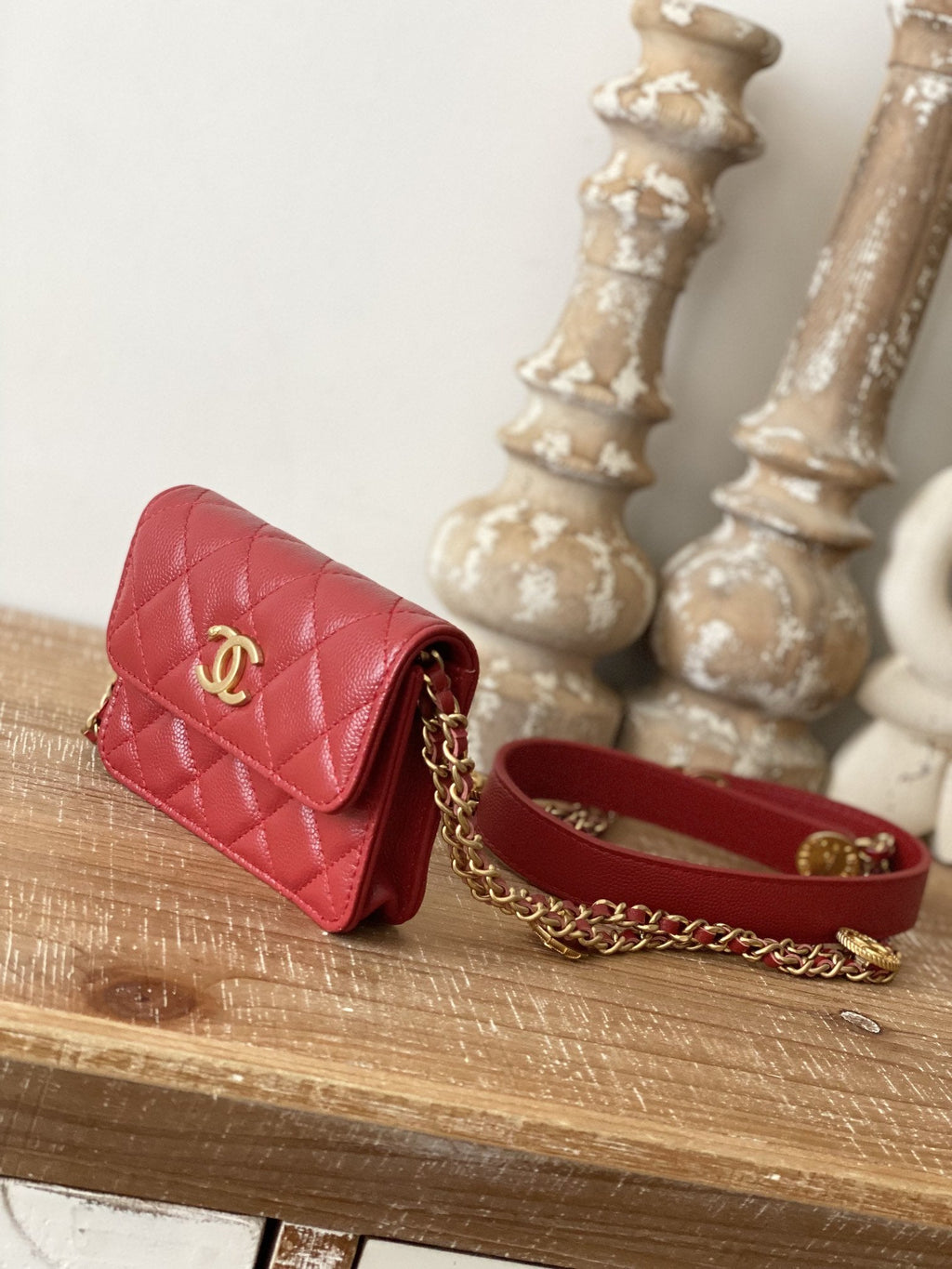 Chanel Clutch With Chain Red For Women Bags 4.8in/12.3cm