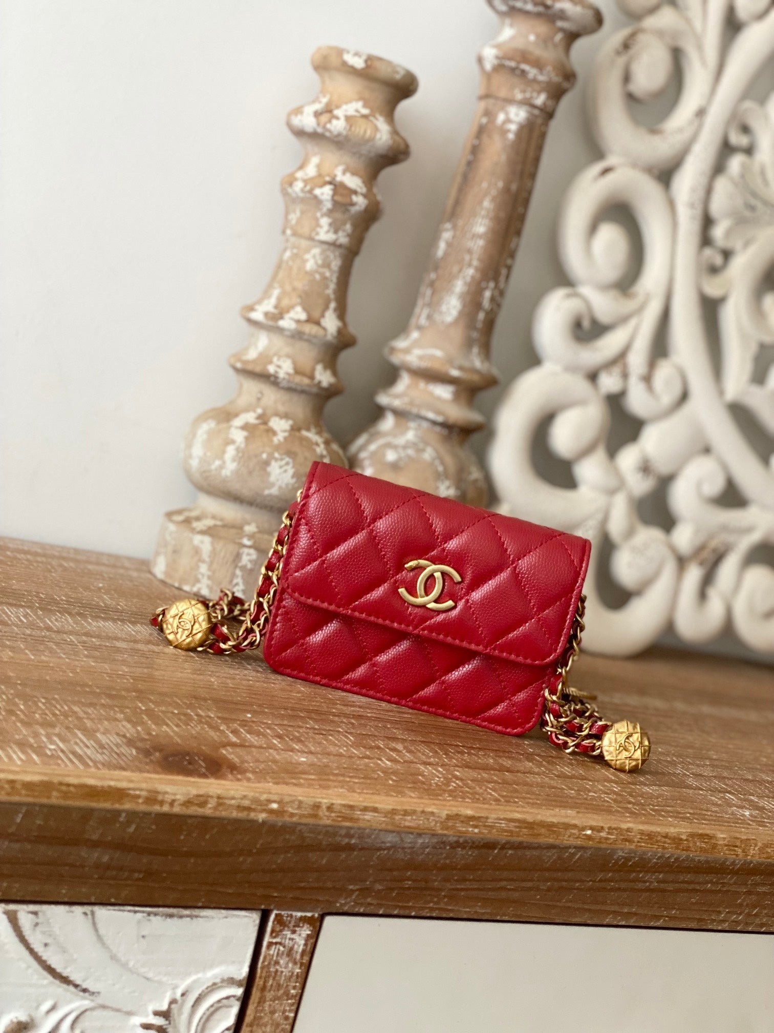 Chanel Clutch With Chain Red For Women Bags 4.8in/12.3cm