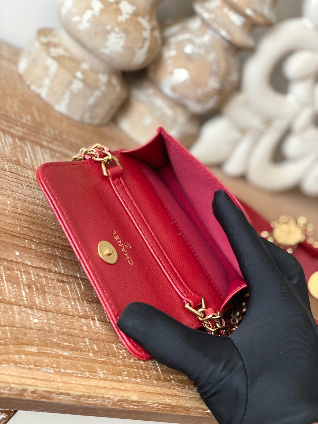 Chanel Clutch With Chain Red For Women Bags 4.8in/12.3cm