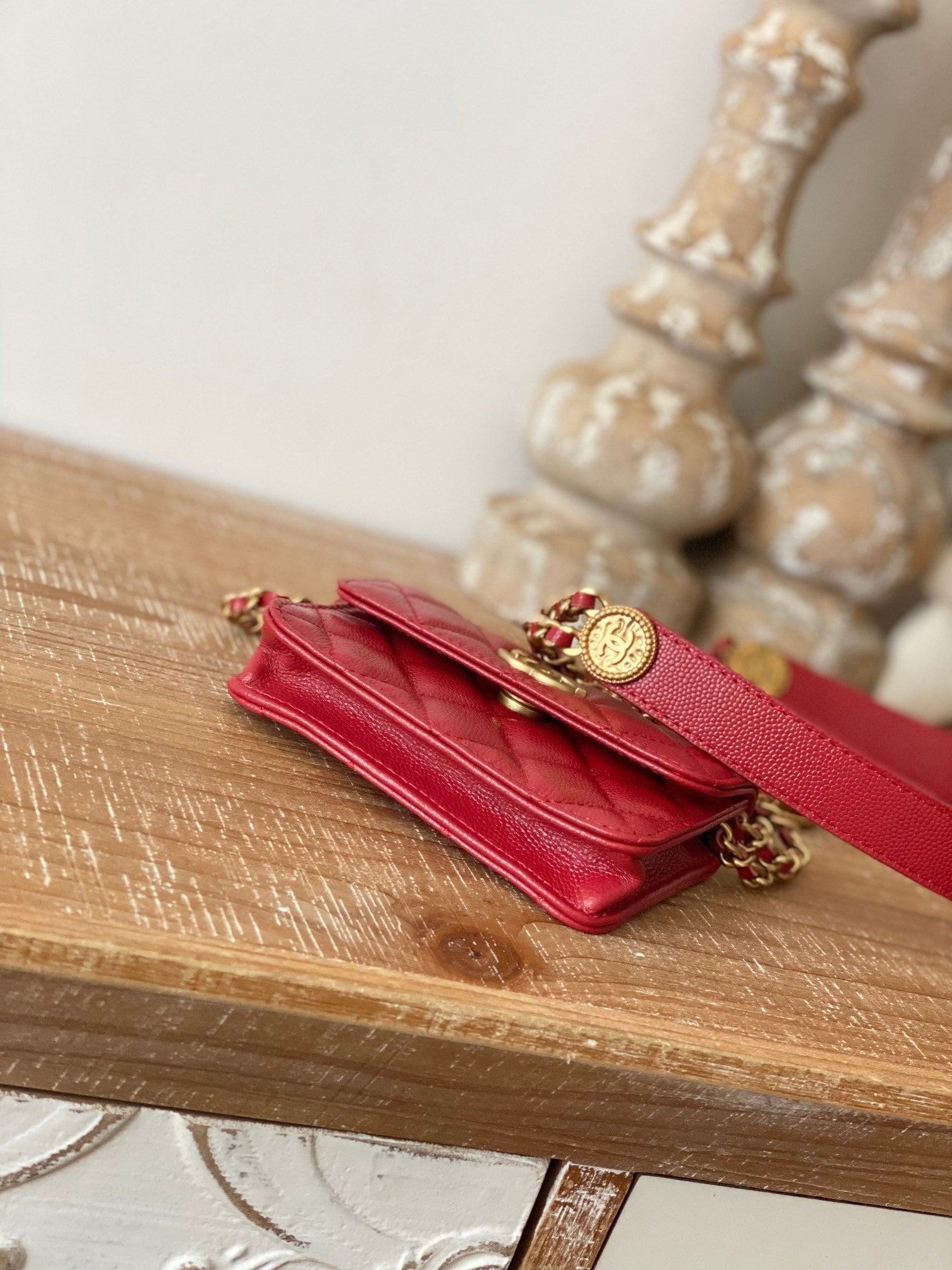 Chanel Clutch With Chain Red For Women Bags 4.8in/12.3cm