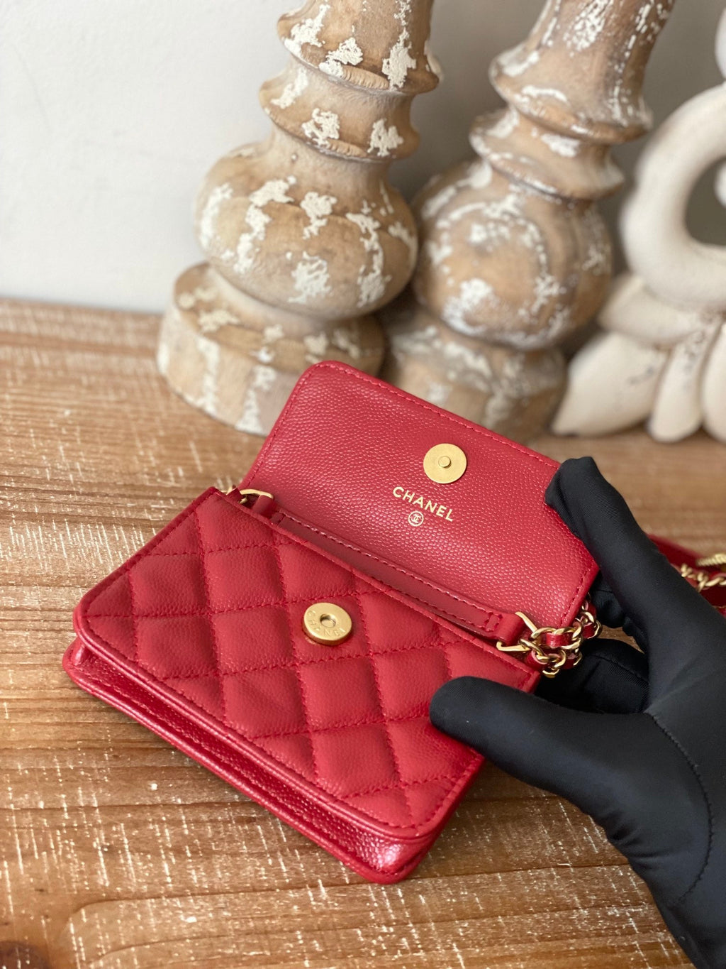 Chanel Clutch With Chain Red For Women Bags 4.8in/12.3cm