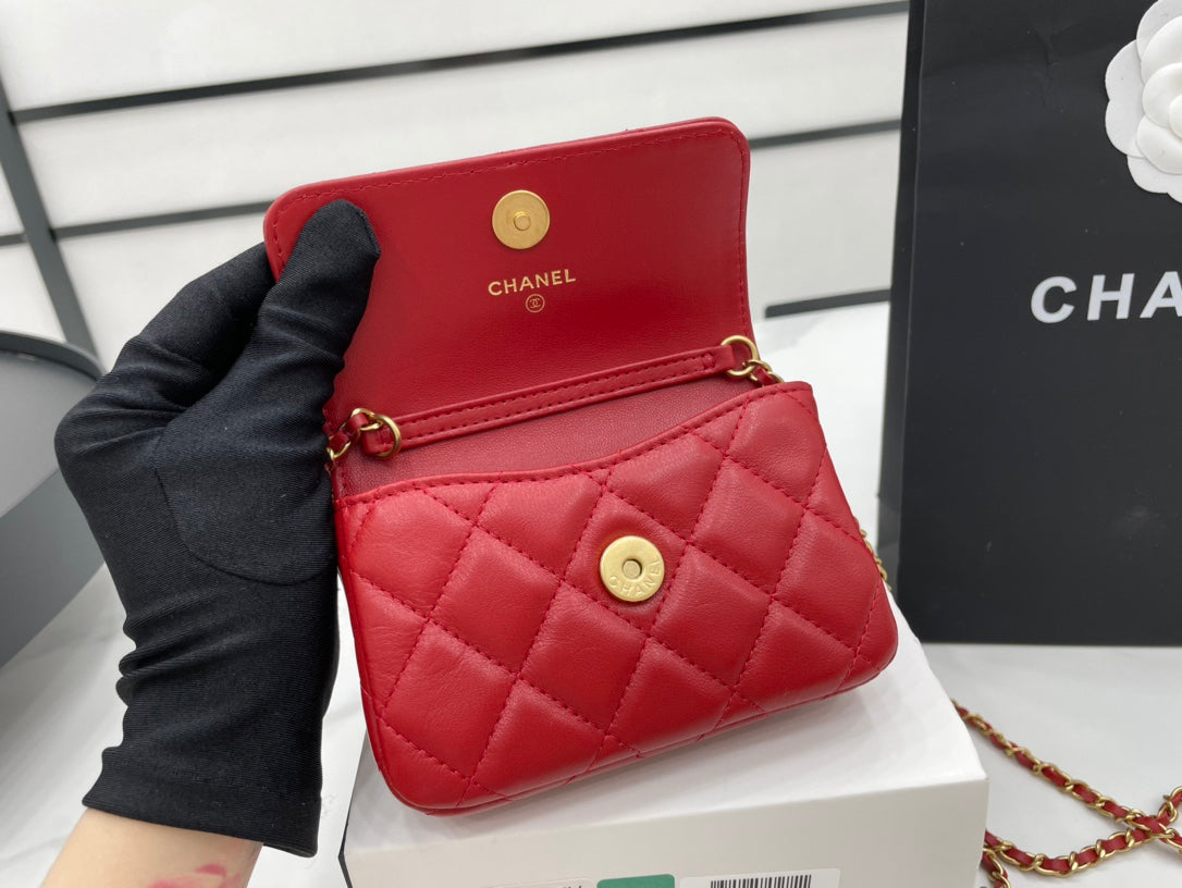 Chanel Classic GLAMIstressed Red For Women Bags 4.7in/12cm