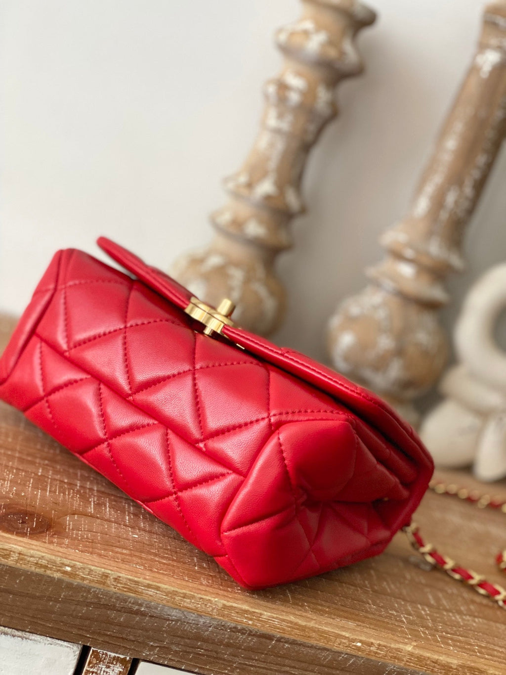 Chanel Classic Diamond Flap Bag Red For Women, Women’s Bags 9.1in/23cm