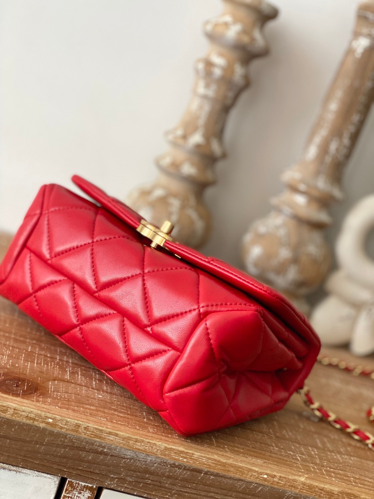 Chanel Classic Diamond Flap Bag Red For Women, Women’s Bags 9.1in/23cm