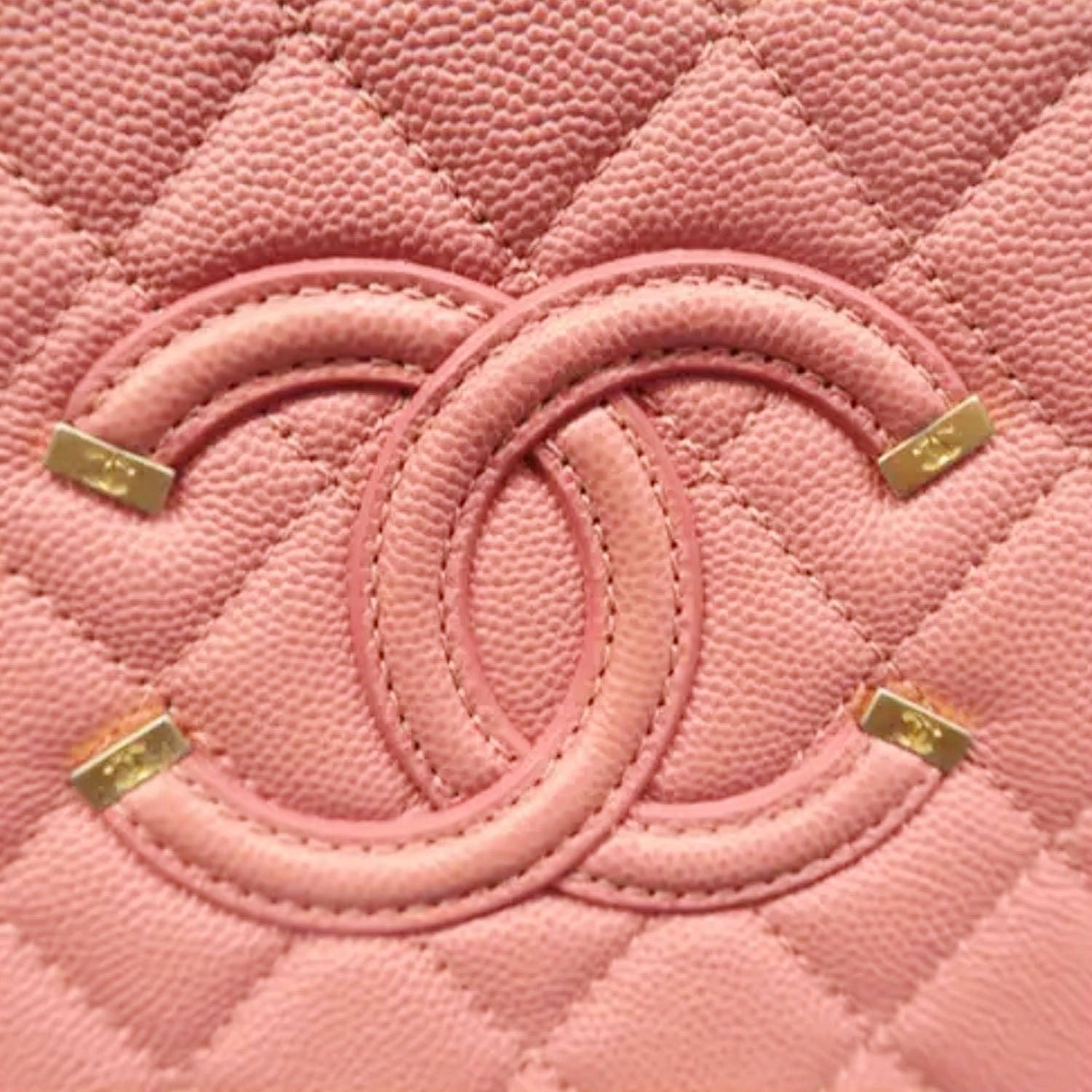 Chanel Vanity Case Filigree CC Medium Caviar Quilted Shoulder Bag Pink