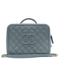 Chanel Vanity Case Filigree CC Medium Caviar Quilted Shoulder Bag Grey