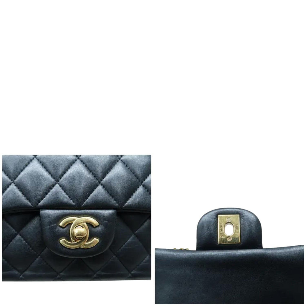 Chanel Classic Medium Double Flap Quilted Leather Shoulder Bag Black