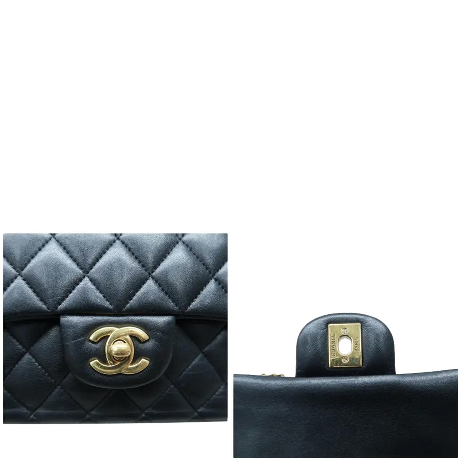 Chanel Classic Medium Double Flap Quilted Leather Shoulder Bag Black