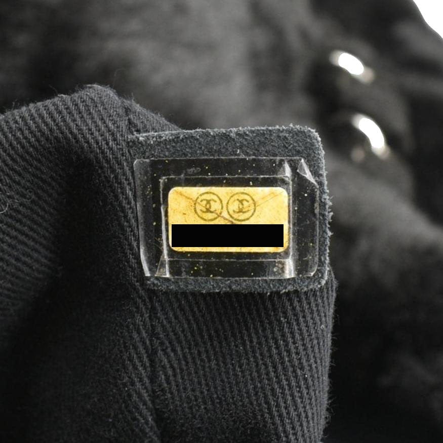 Chanel Large Camellia Fantasy Faux Fur Tote Bag Black