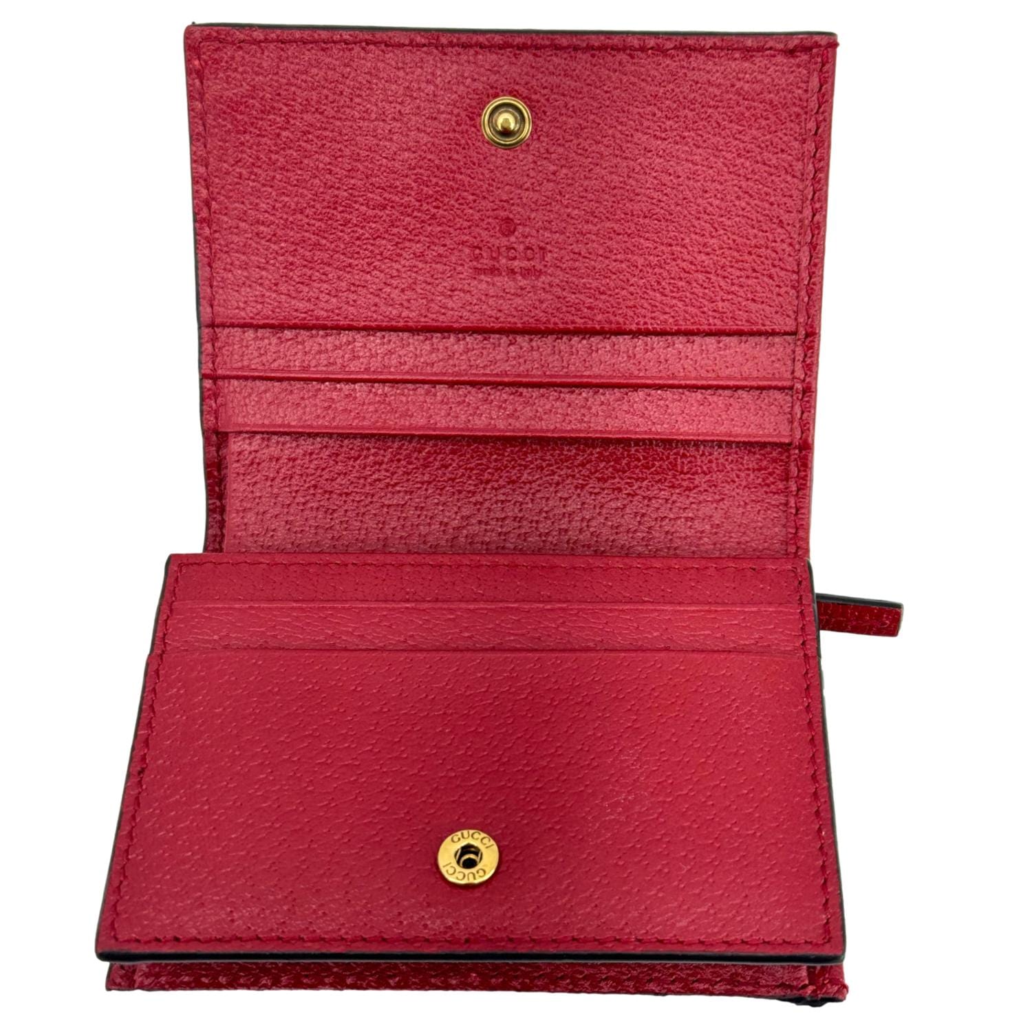 GUCCI Queen Margaret Bee Gucci Supreme Canvas Card Case Wallet Red 476072