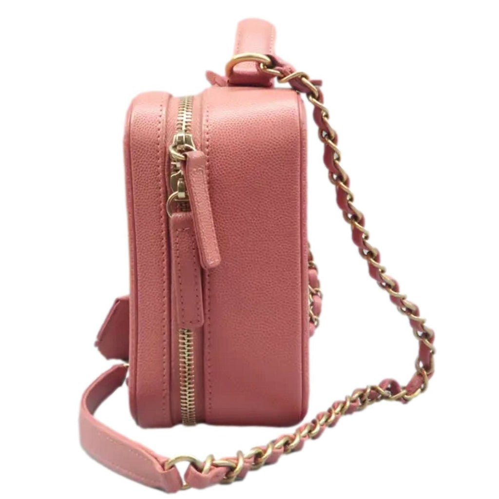 Chanel Vanity Case Filigree CC Medium Caviar Quilted Shoulder Bag Pink