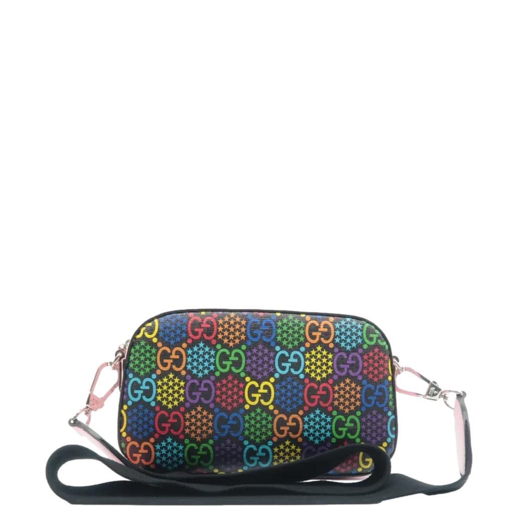 GUCCI Psychedelic Gucci Supreme Canvas Shoulder Bag Black 574886