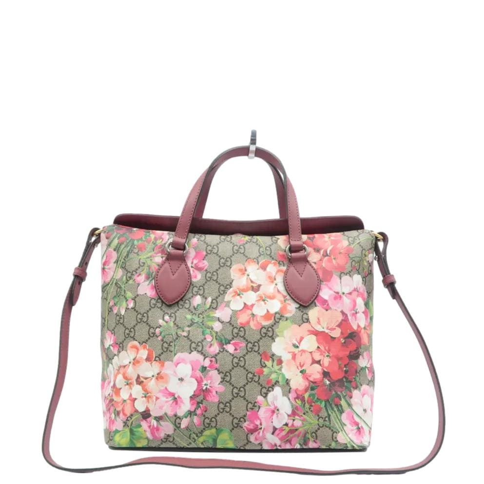GUCCI Linea A Foldover Gucci Supreme Monogram Blooms Tote Bag Multicolor Dry Rose 429147