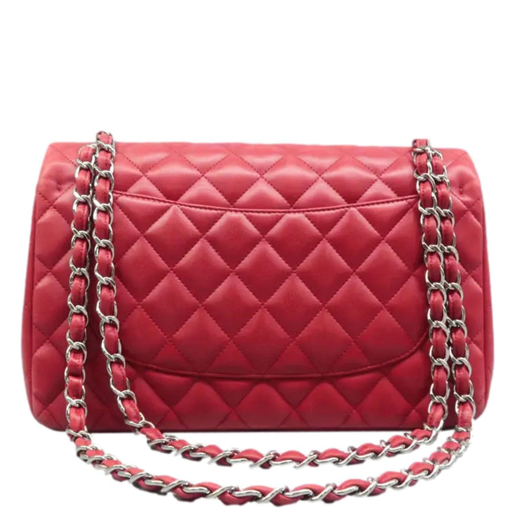 Chanel Jumbo Classic Double Flap Quilted Leather Shoulder Bag Red