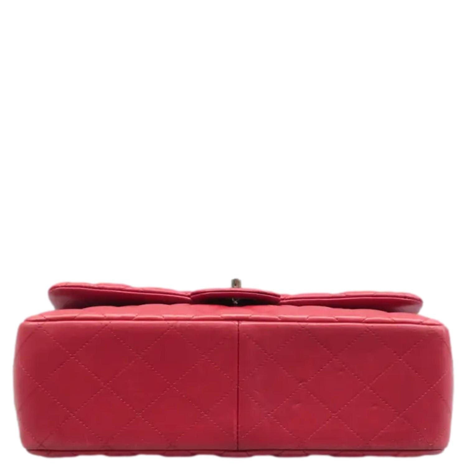 Chanel Jumbo Classic Double Flap Quilted Leather Shoulder Bag Red