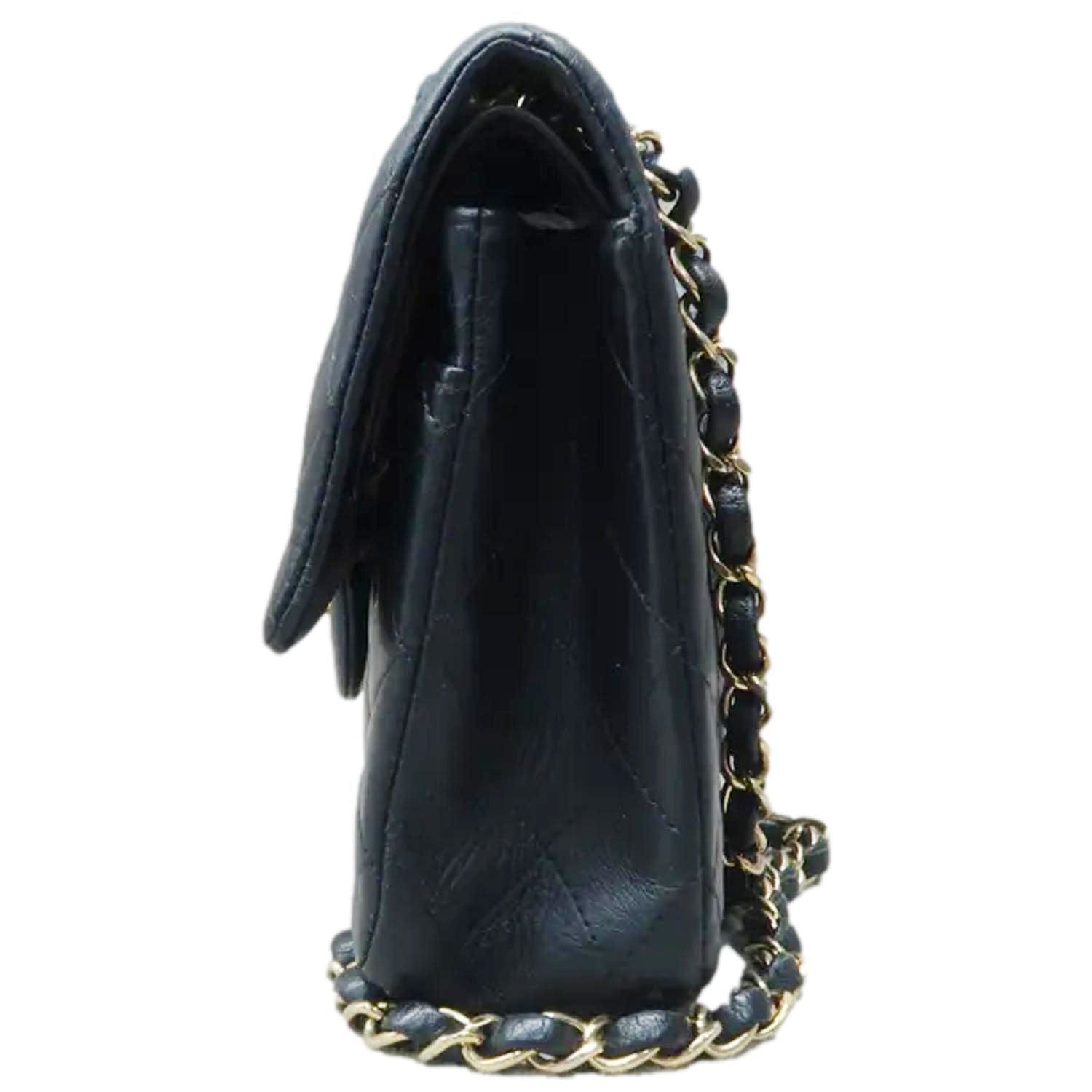 Chanel Classic Medium Double Flap Quilted Leather Shoulder Bag Black