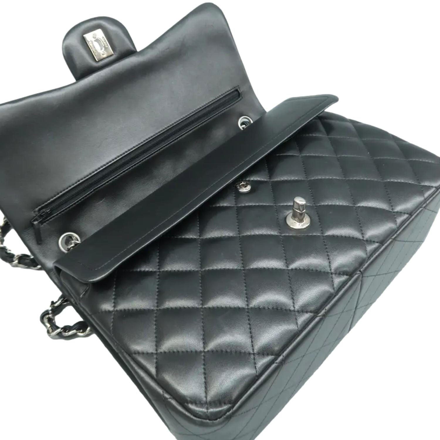 Chanel Jumbo Classic Double Flap Quilted Leather Shoulder Bag Black
