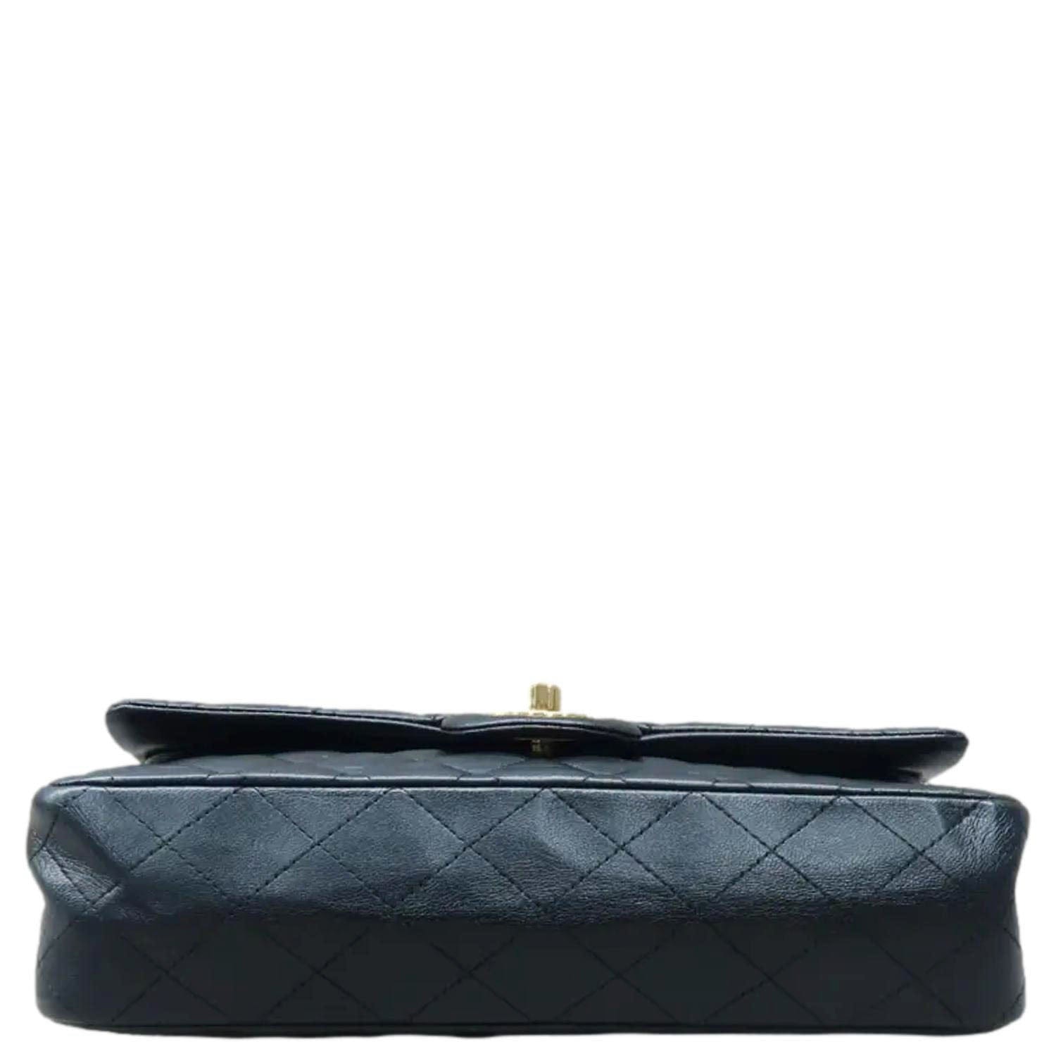 Chanel Classic Medium Double Flap Quilted Leather Shoulder Bag Black