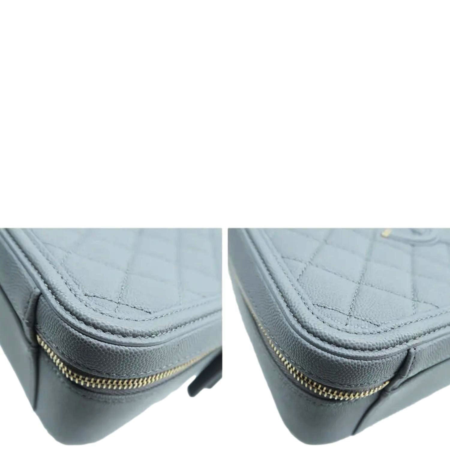 Chanel Vanity Case Filigree CC Medium Caviar Quilted Shoulder Bag Grey