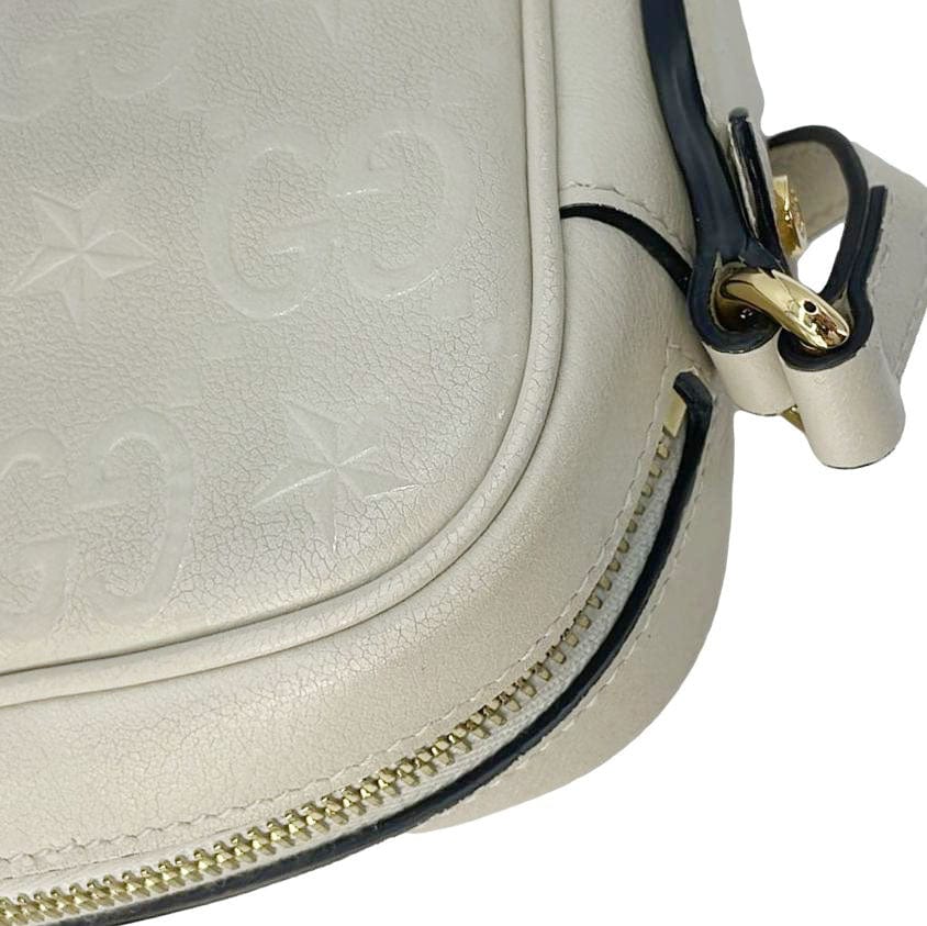 GUCCI Gucci Star Leather Crossbody Bag Off White 675776