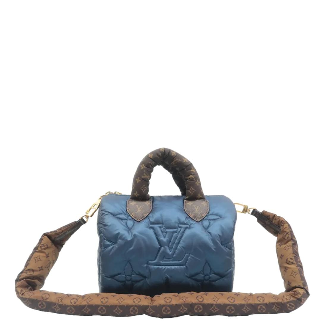 LOUIS VUITTON Speedy 25 Bandouliere Monogram Nylon Shoulder Bag Navy Blue