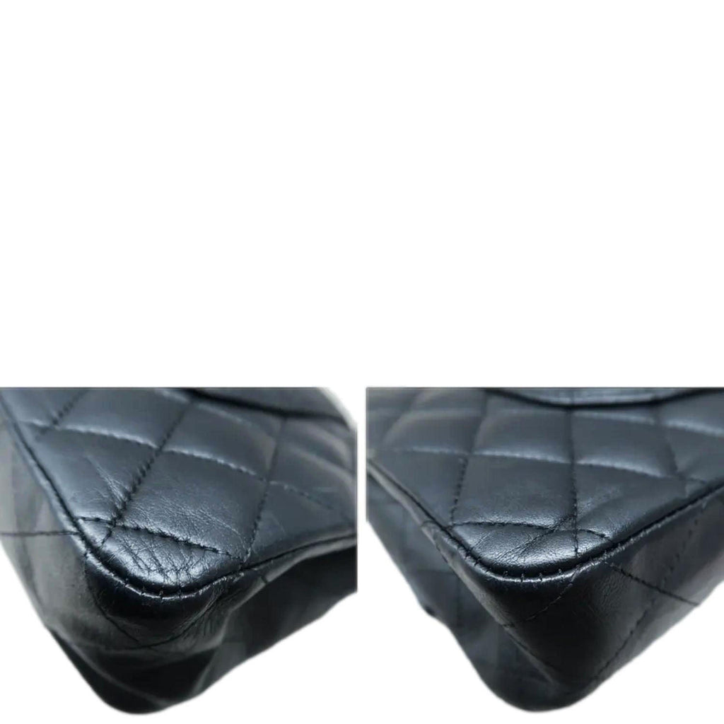 Chanel Classic Medium Double Flap Quilted Leather Shoulder Bag Black