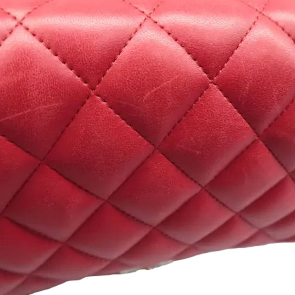 Chanel Jumbo Classic Double Flap Quilted Leather Shoulder Bag Red