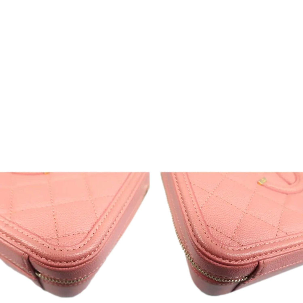 Chanel Vanity Case Filigree CC Medium Caviar Quilted Shoulder Bag Pink