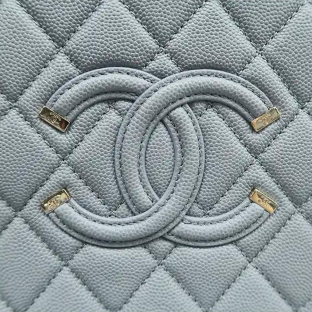 Chanel Vanity Case Filigree CC Medium Caviar Quilted Shoulder Bag Grey