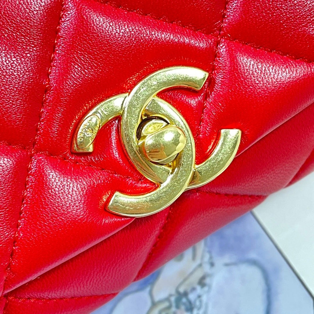 ChanelMini GlamIap Bag Gold Hardware Red For Women Handbags, Shoulder Bags 6.7in/17cm AS3365