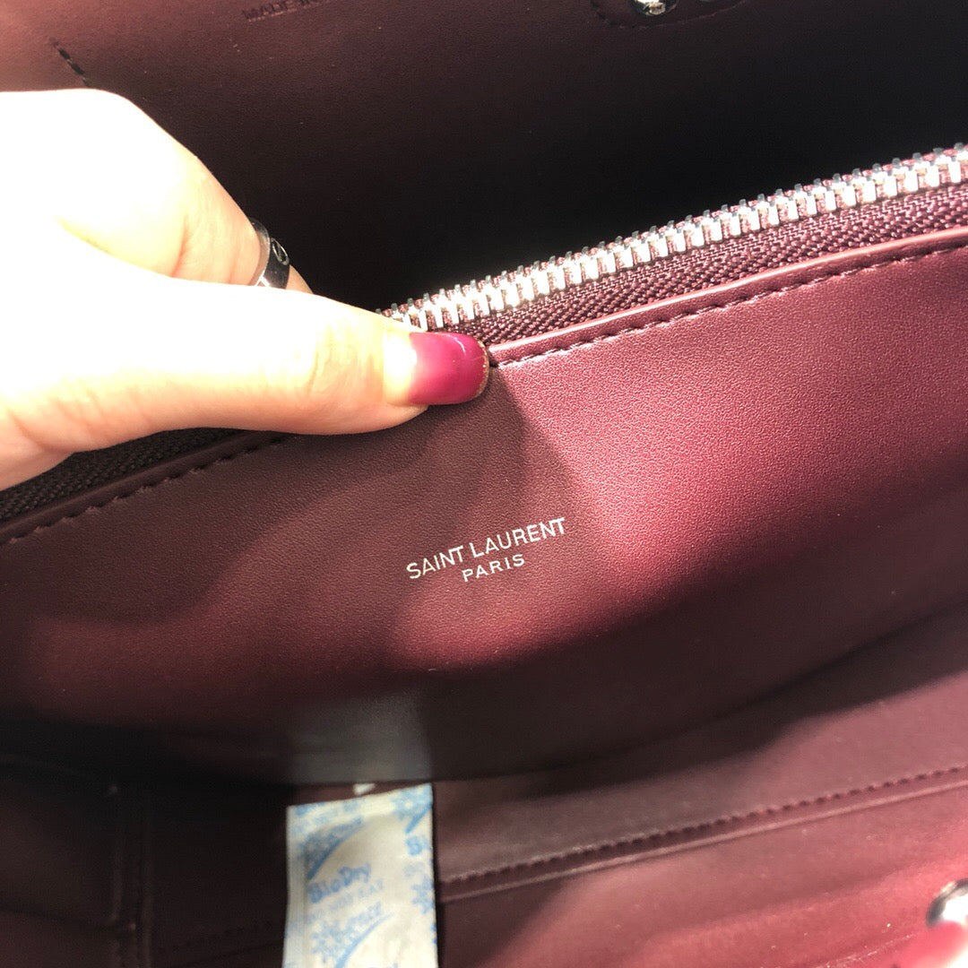 YSSL Sac De Jour Baby In Shiny Burgundy For Women 10in/26cm YSL